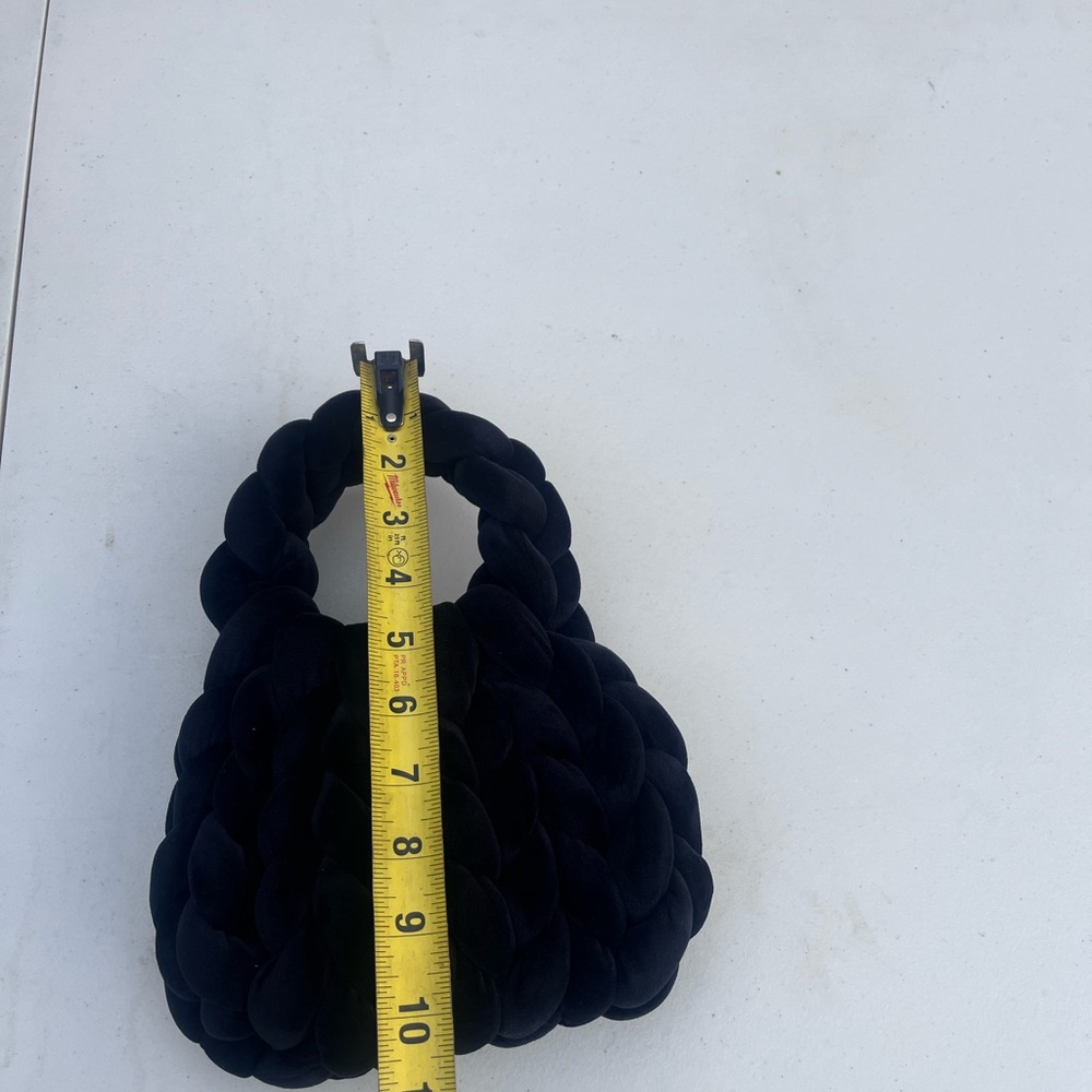 Black Braided Velvet Handbag 10x8”